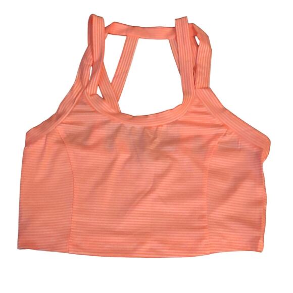 She + Hem Orange & White Striped Crop Top Knit Summer Cropped Beach - Picture 3 of 11